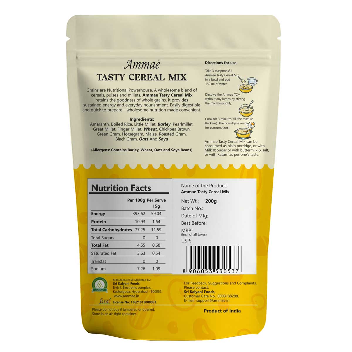 Ammae Multigrain Porridge Mix Powder | Ammmae Tasty Cereal Mix - Ammae Foods India