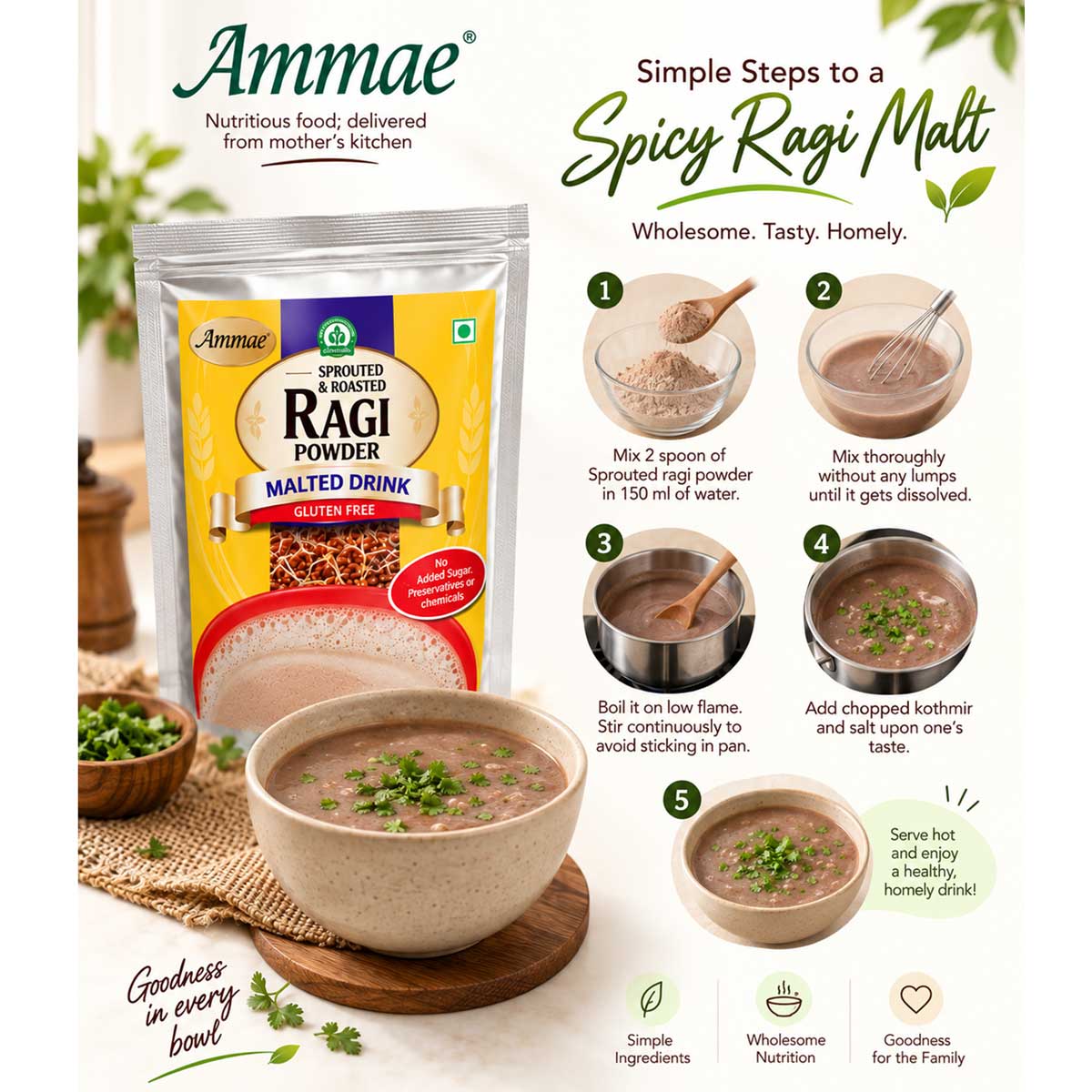 Sprouted Ragi Powder, 300g