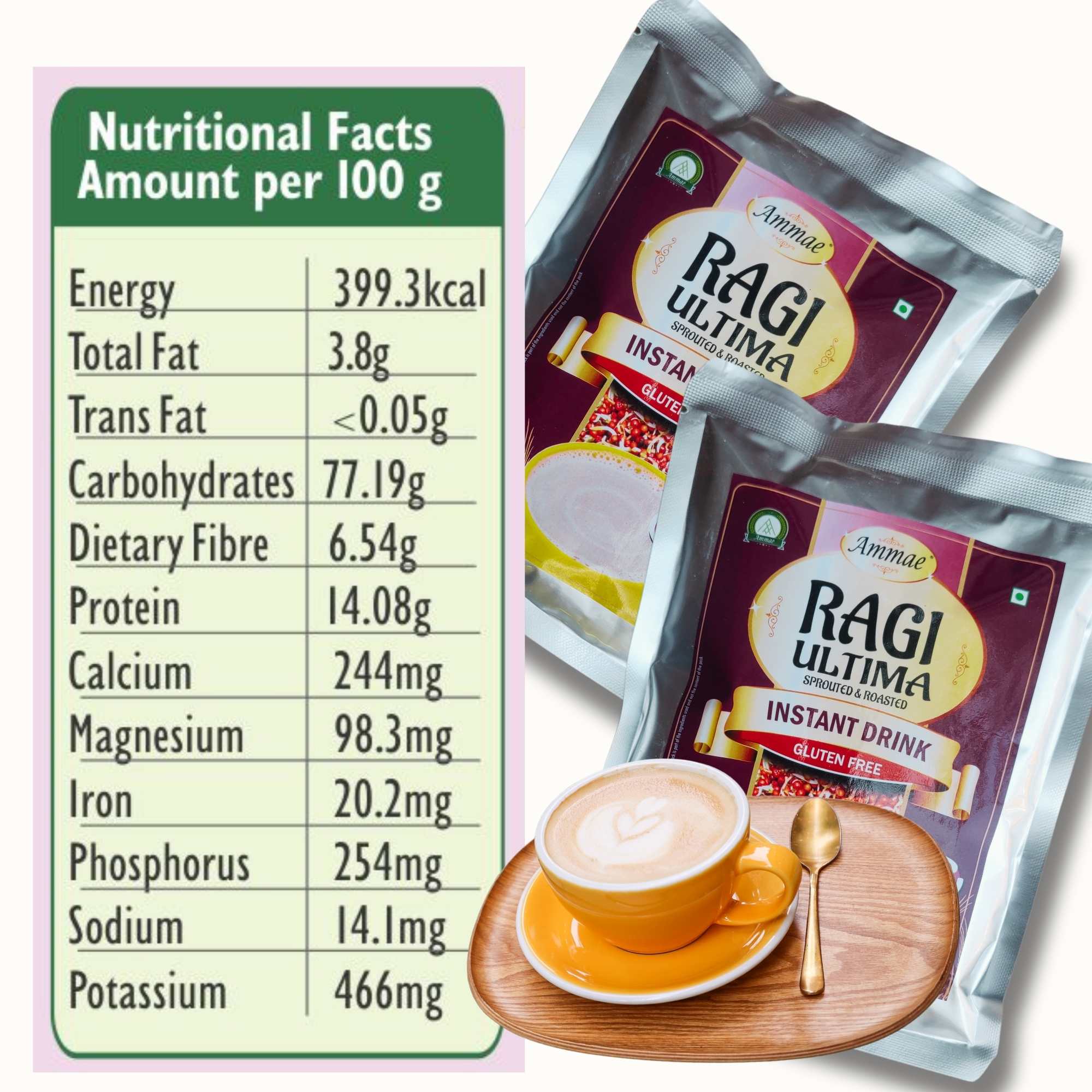 Ammae Sprouted Ragi Powder | Multigrain Diabetic Porridge Mix - Ammae Foods India