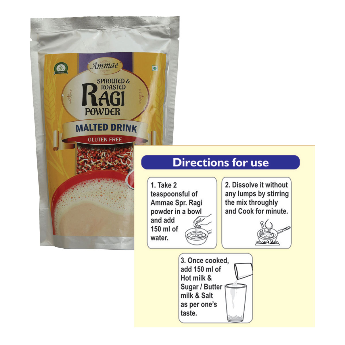 Ammae Sprouted Ragi Powder | Multigrain Diabetic Porridge Mix - Ammae Foods India