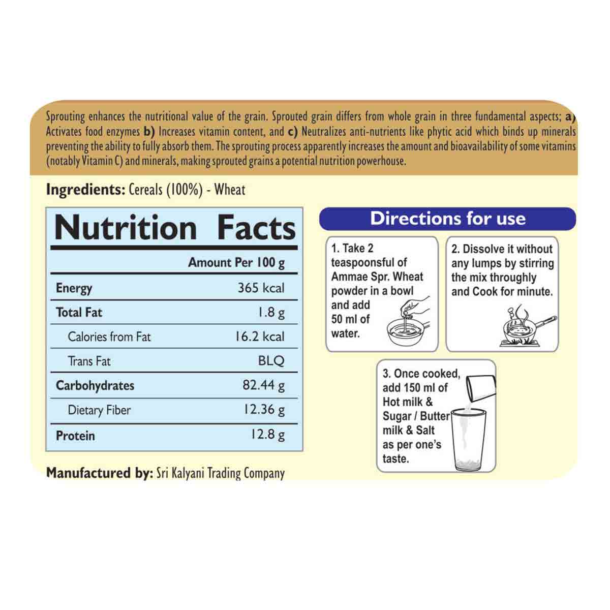 Sprouted Wheat Powder | Multigrain Instant Drink Mix Powder - Ammae Foods India